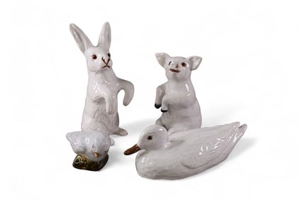 4 FRENCH GLAZED ANIMALS