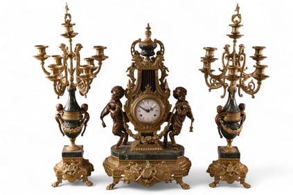 3 PIECE FIGURAL CLOCK SET