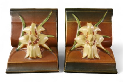 PAIR OF ROSEVILLE BOOKENDS