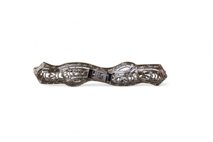 14K GOLD & DIAMOND & SAPPHIRE PIN