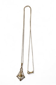 14K GOLD PENDANT & CHAIN