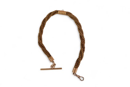 14K GOLD AND BRAIDED HAIR WATCH FOB