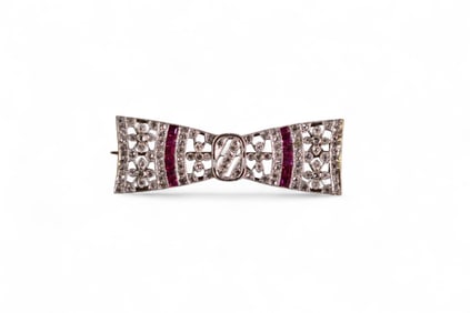 14K GOLD, DIAMOND, & RUBY PIN