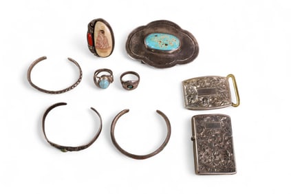 GROUPING OF SILVER JEWELRY