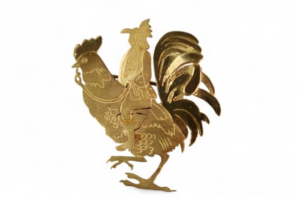18K GOLD CHICKEN PIN