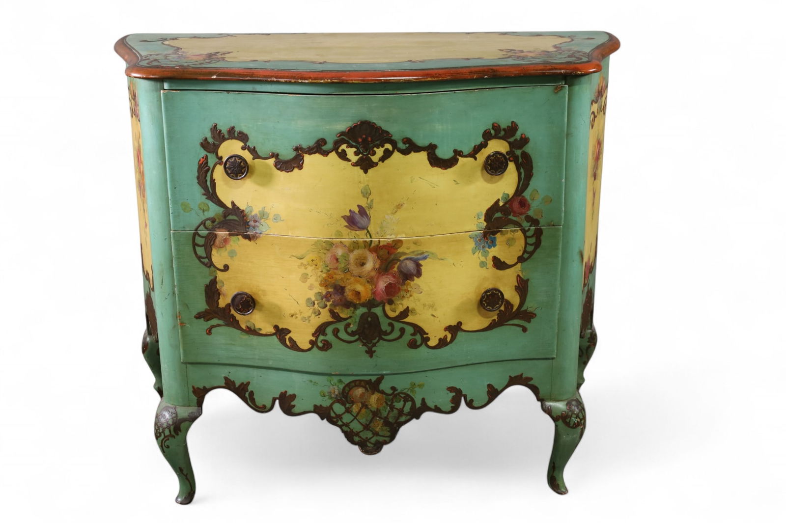 TWO DRAWER VENETIAN STYLE PAINTED CHEST (1 of 4)
