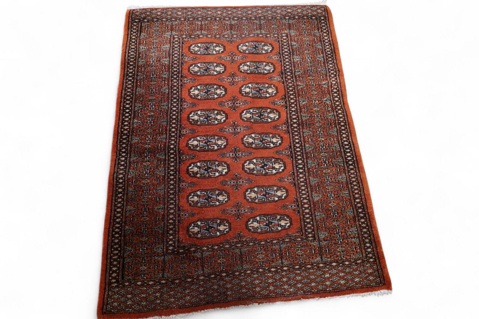 APPROX 3' 8" x 2' 8" HANDMADE WOOL RUG: HANDMADE BOHKURA WOOL RUG