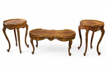 3 PIECE INLAID TABLE SET