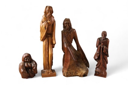 4 CARVED WOOD FIGURES