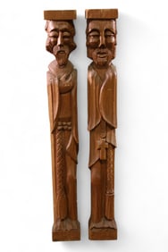 2 TALL CARVED WOOD FIGURES