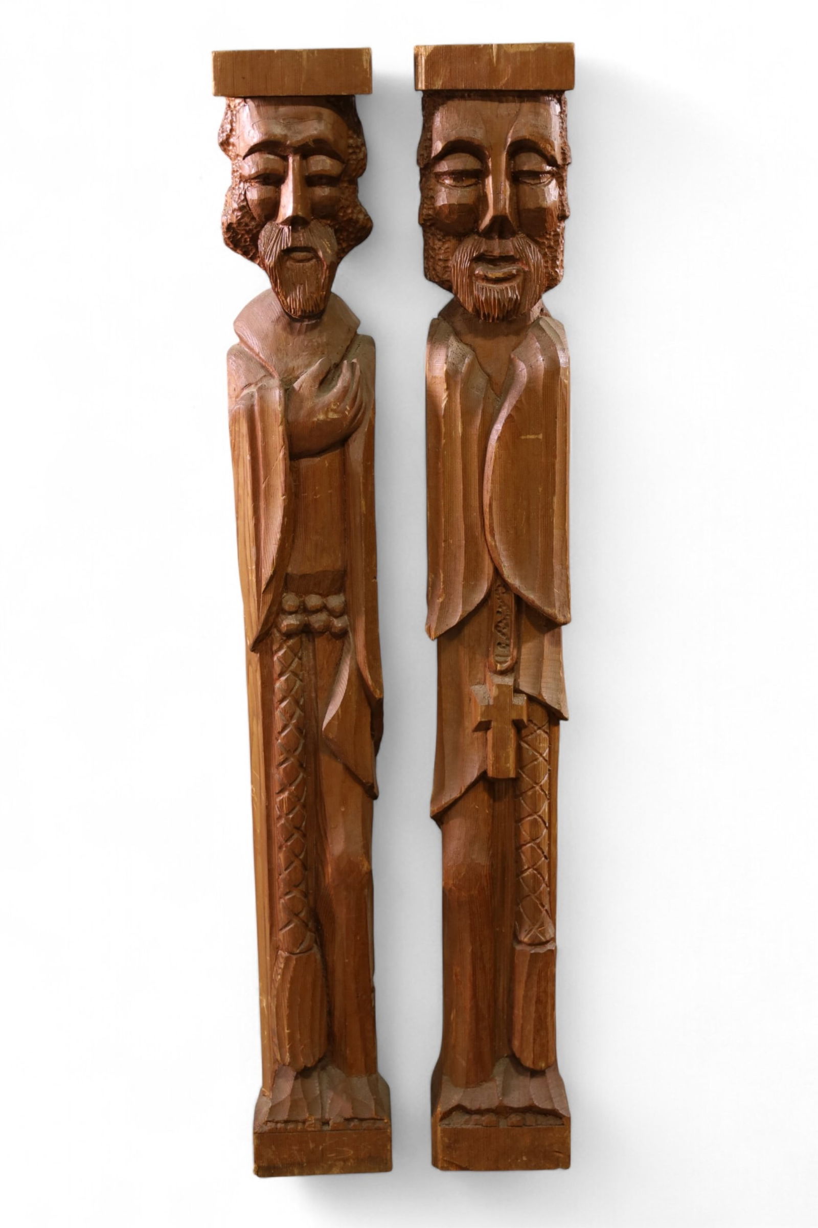 2 TALL CARVED WOOD FIGURES (1 of 4)