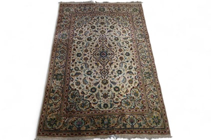 APPROX 5' 2" x 3' 5" HANDMADE WOOL RUG