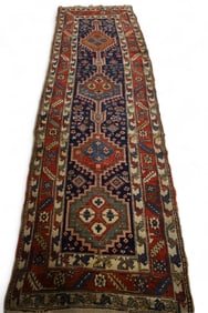APPROX 3' 2" x 11' 1" HANDMADE WOOL RUG