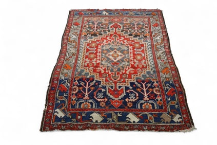 APPROX 5' 7" x 3' 7" HANDMADE WOOL RUG