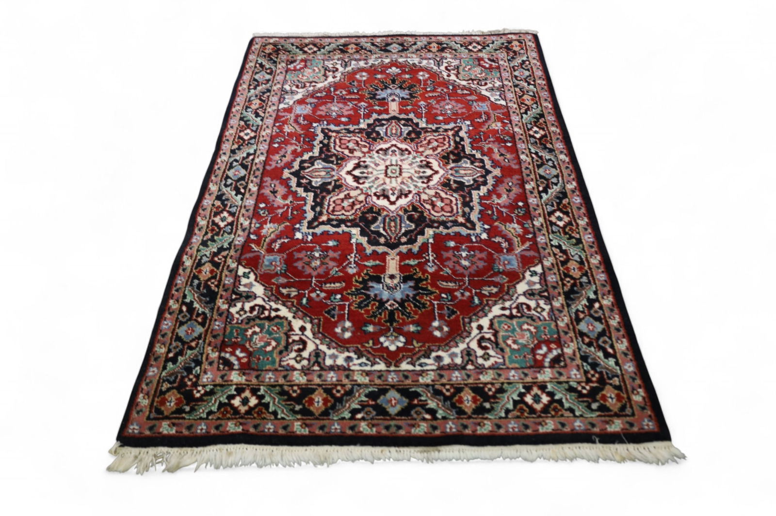 APPROX 3' 11" x 6' 5" WOOL RUG: HAND KNOTTED WOOL RUG,