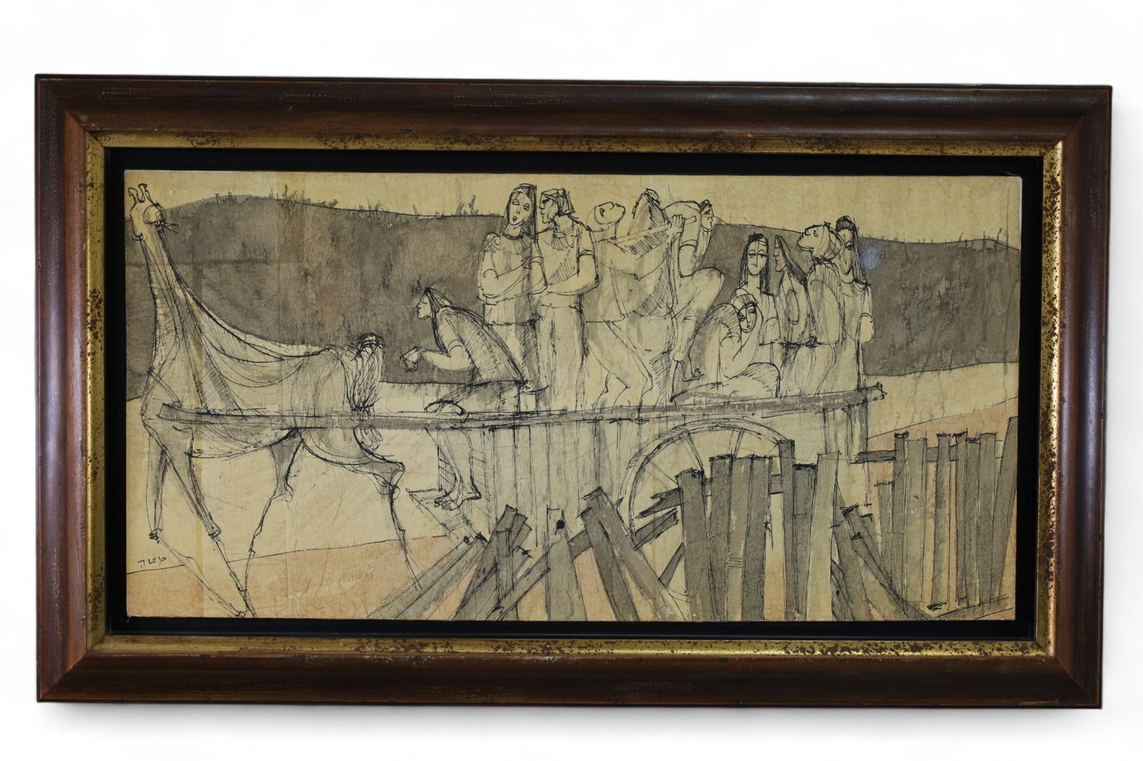LARGE ABSTRACT PAINTING: OIL ON CANVAS, LARGE ABSTRACT PAINTING, MISHA ARGOV. IN LARGE FRAME. 58" W x 34" IN FRAME