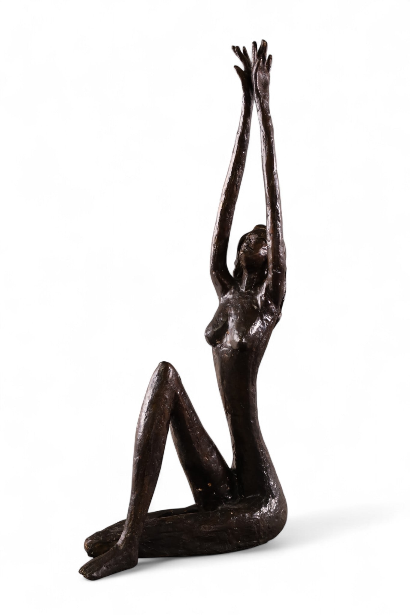NUDE SCULPTURE: BRONZE NUDE FEMALE SCULPTURE, SEATED BRONZE NUDE FEMALE. 24" H.