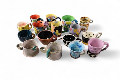 16 STUDIO POTTERY COFFEE CUPS