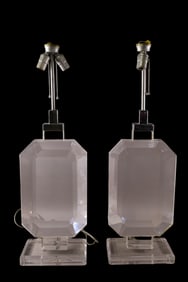 PAIR OF LUCITE TABLE LAMPS