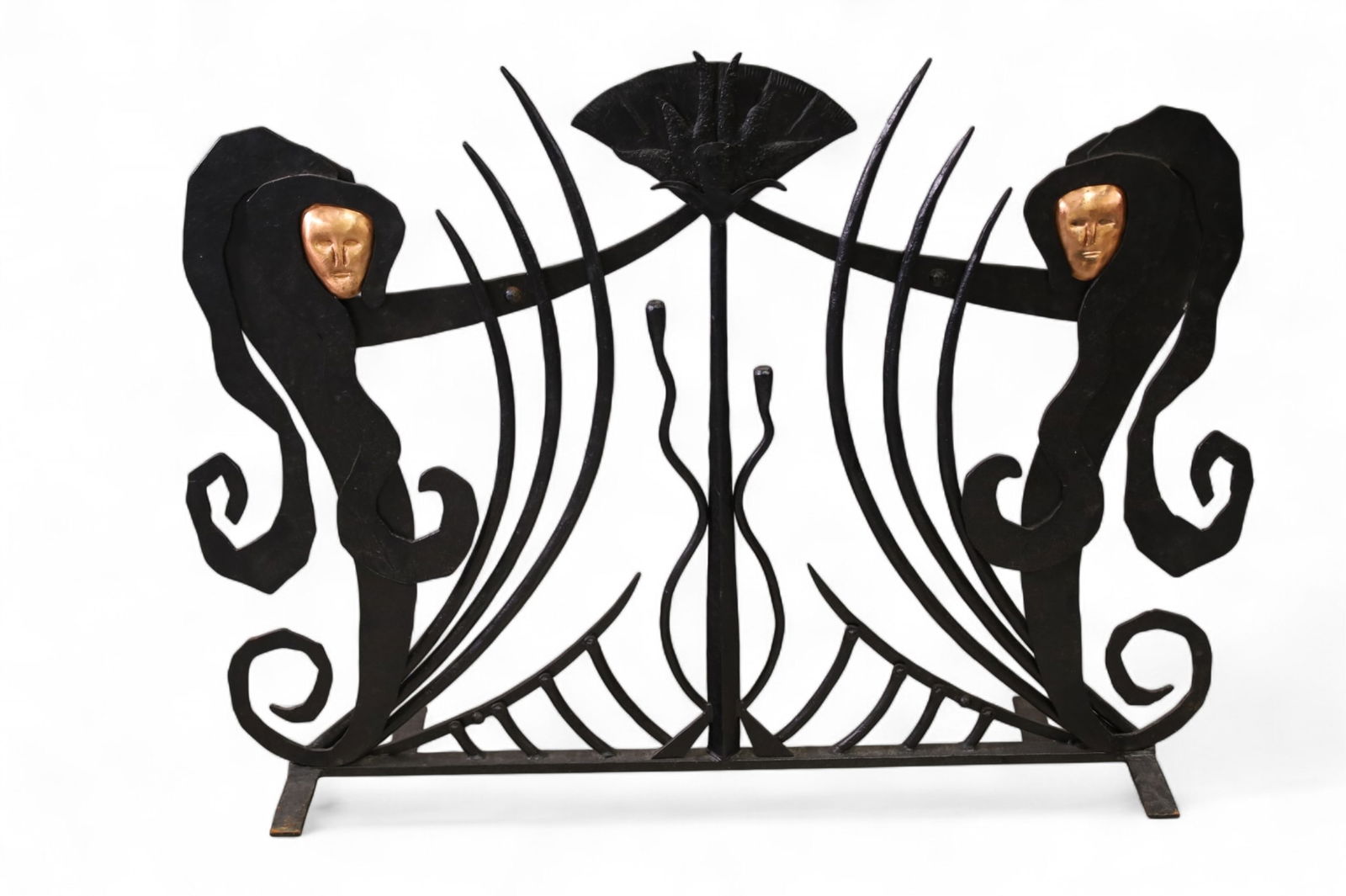 UNUSUAL IRON FIREPLACE SCREEN (1 of 3)