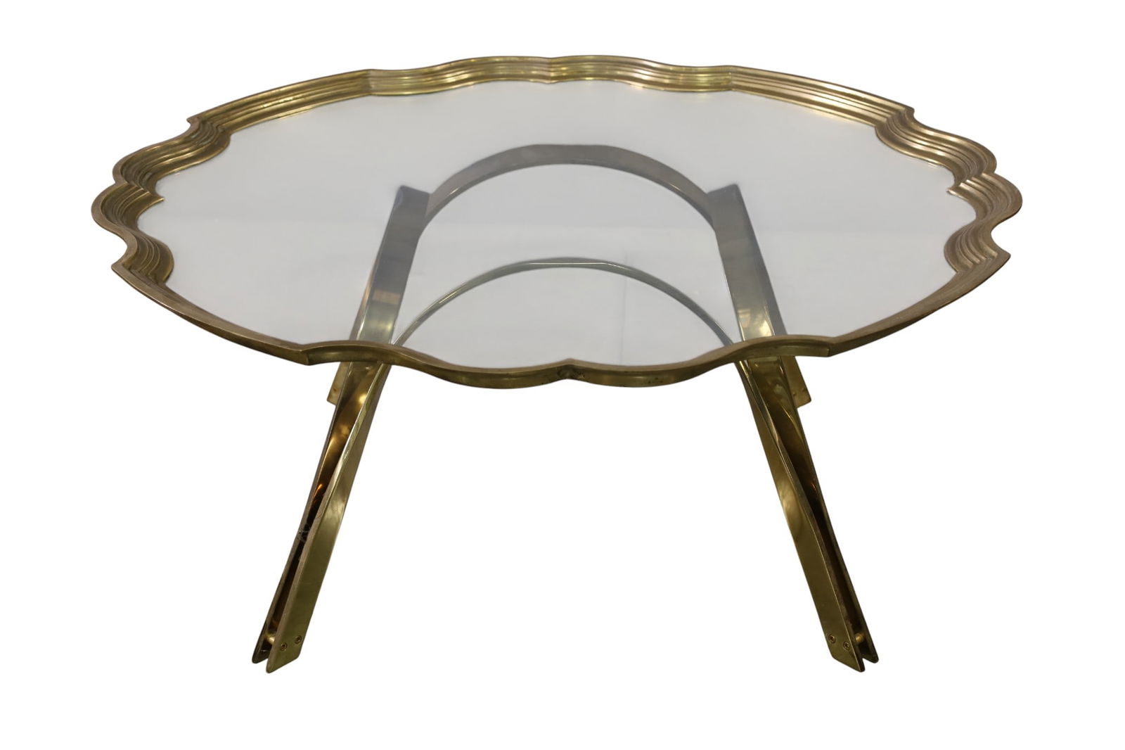 VINTAGE BRASS COFFEE TABLE (GLASS IS CRACKED) (1 of 2)