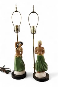 PAIR OF 1950'S HULA DANCER TABLE LAMPS