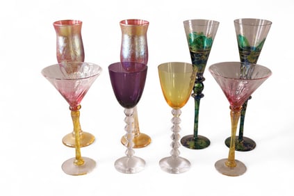 SET OF 8 ART GLASS STEMS
