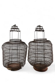 PAIR OF WIRE LANTERNS
