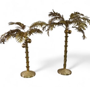 2 DECORATIVE BRASS PALM TREES