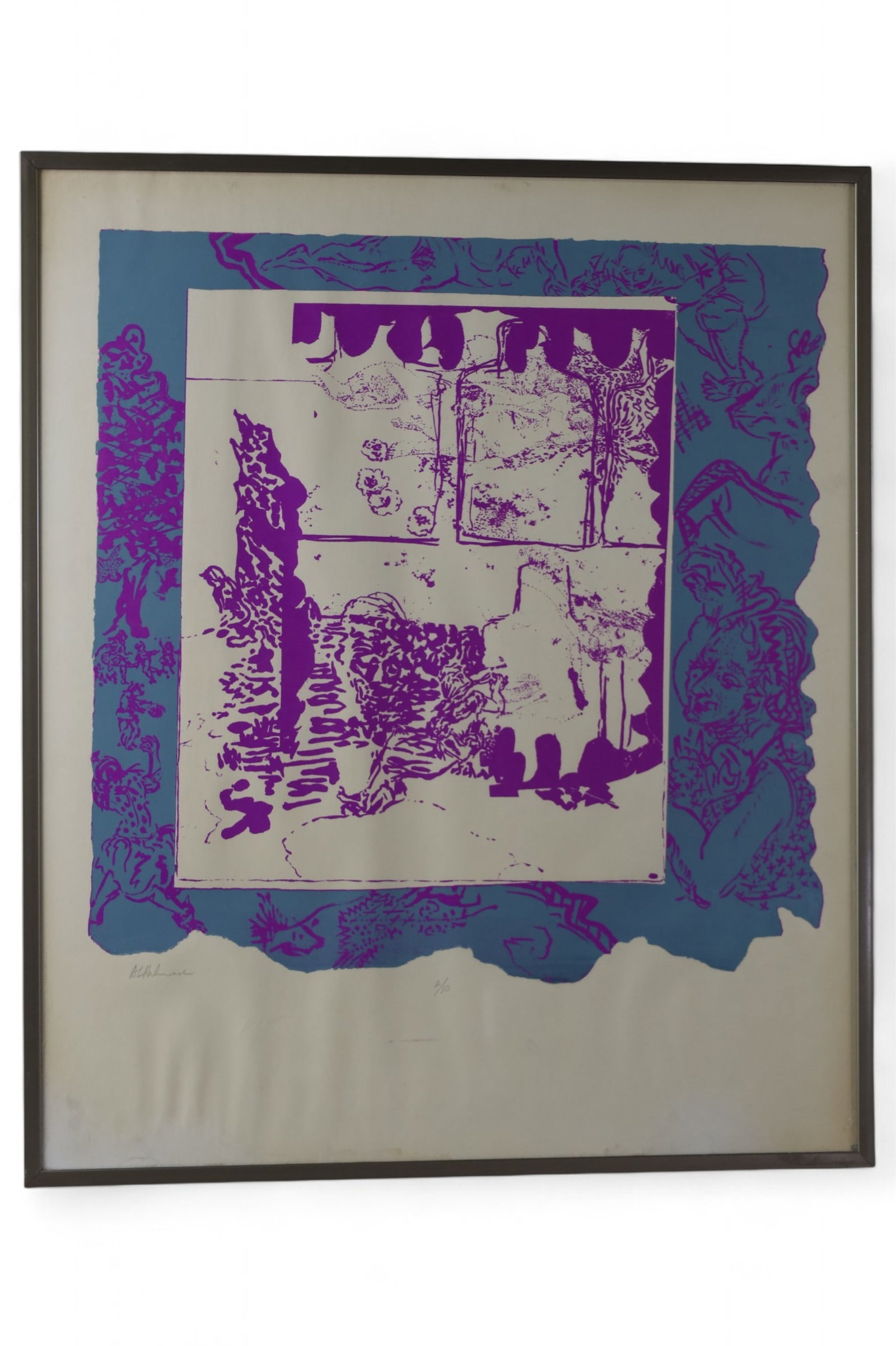 FRAMED LITHOGRAPH: SIGNED A.L. PALMER, No 2/10. 21" x 25"