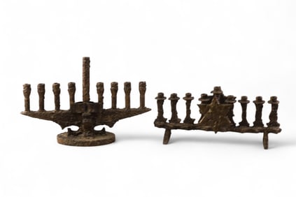 2 BRUTALIST CANDELABRAS