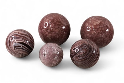 5 ART GLASS SPHERES