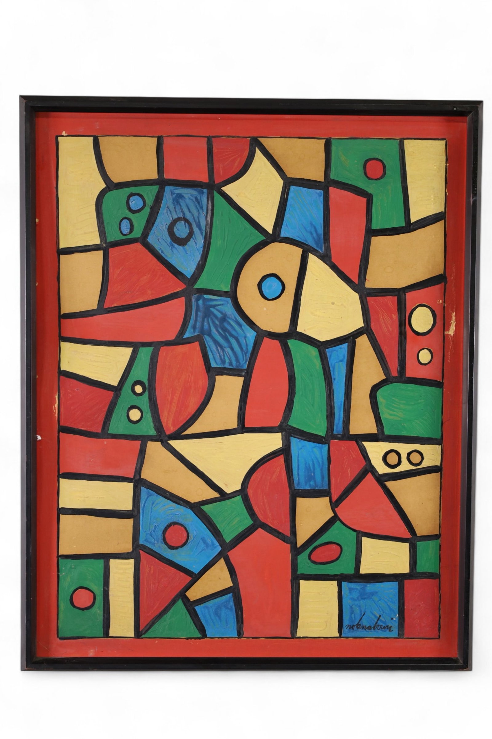 ABSTRACT PAINTING: MCM ABSTRACT PAINTING, PAINT LOSS TO IMAGE. 23" x 29"