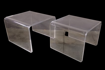 PAIR OF LUCITE END TABLES