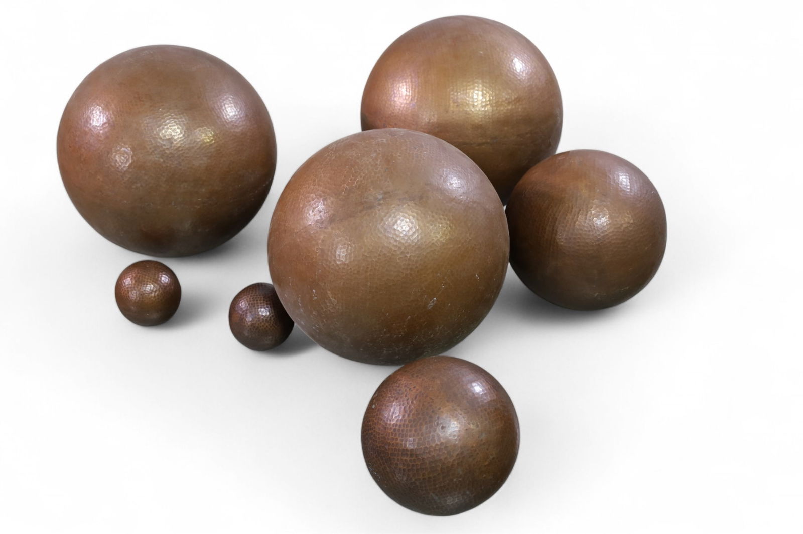 COLLECTION OF 7 COPPER SPHERES (1 of 3)