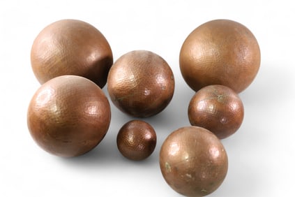 COLLECTION OF 7 COPPER SPHERES