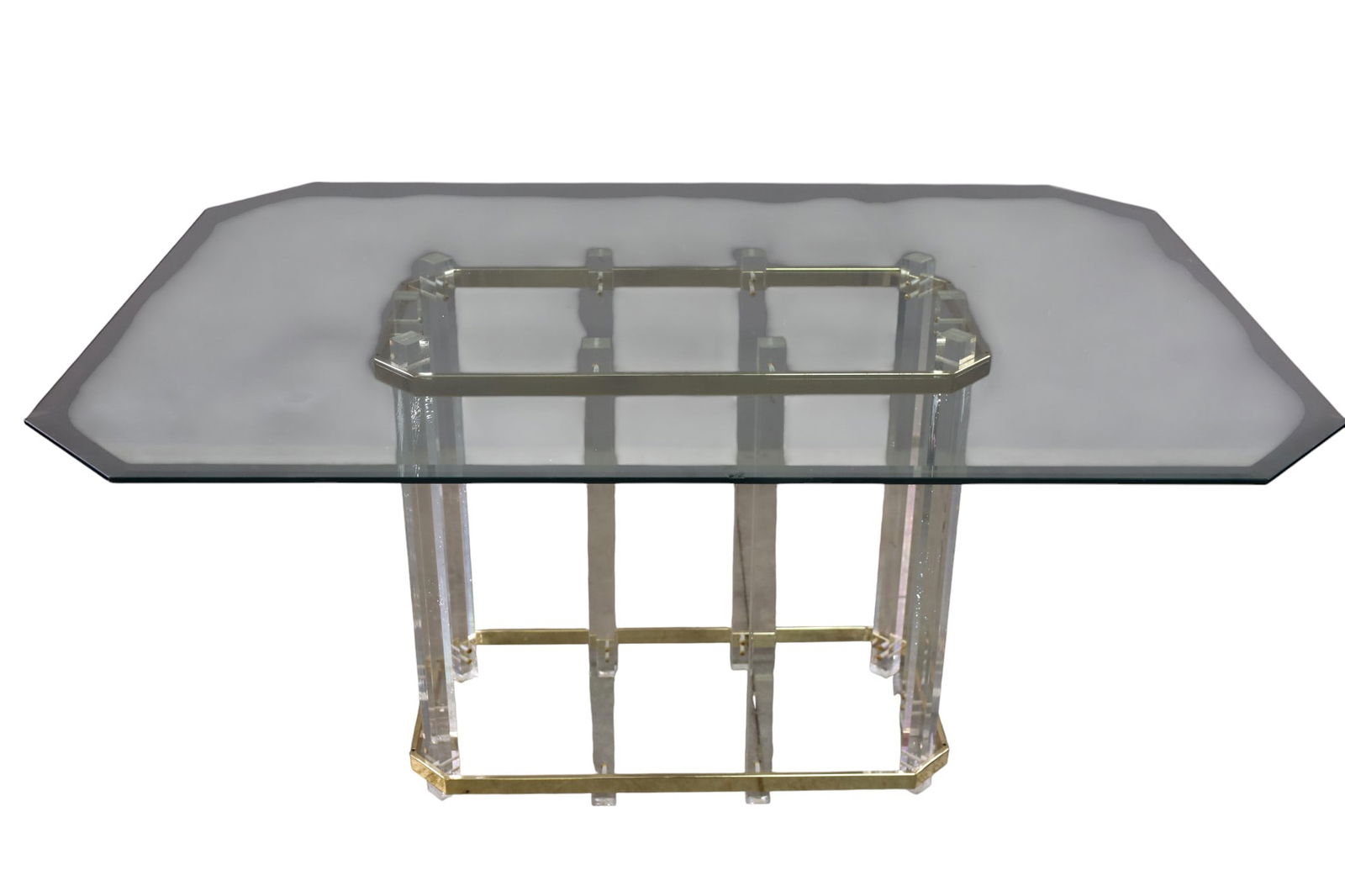 LUCITE & BRASS BASE DINING TABLE (1 of 4)