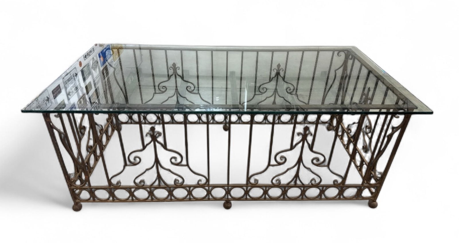 HUGE WROUGHT IRON BASE CENTER TABLE