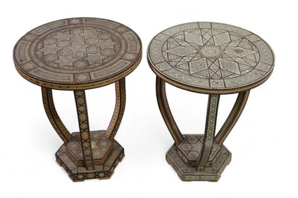 PAIR OF INLAID MOROCCAN SIDE TABLES