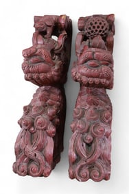 PAIR OF LARGE CARVED CHINESE CORBELS