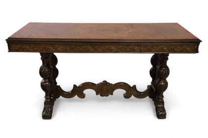 1930'S INLAID WALNUT LIBRARY TABLE