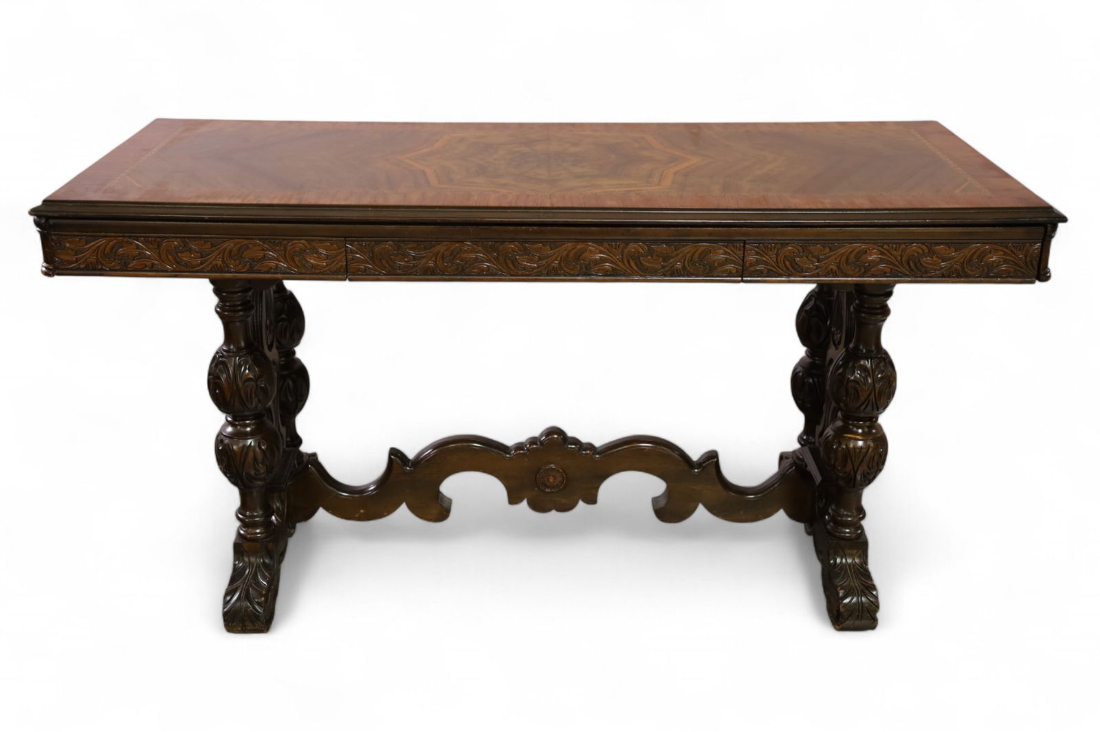 1930'S INLAID WALNUT LIBRARY TABLE (1 of 6)