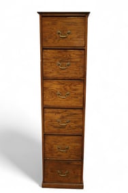 1900'S TALL OAK 5 DRAWER CABINET