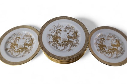SET OF 12 SPODE GARDEN DINNER PLATES