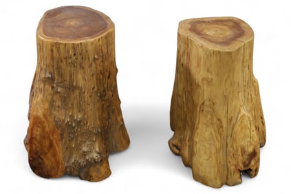 PAIR OF STUMP TABLES