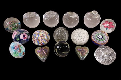 16 ART GLASS PAPERWEIGHTS