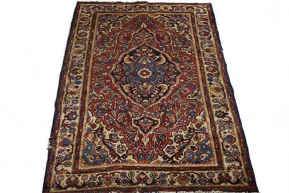 APPROX 4' 10" x 3' 8" HANDMADE WOOL RUG