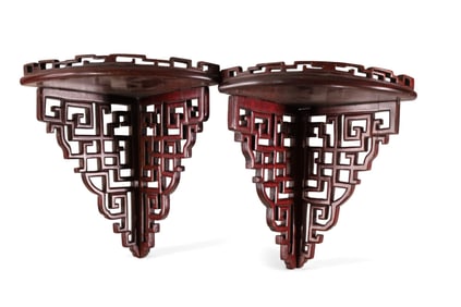 PAIR OF CHINESE WALL SHELVES