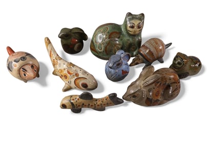 9 MEXICAN POTTERY FIGURES