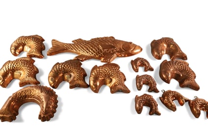 COLLECTION OF COPPER FISH MOLDS